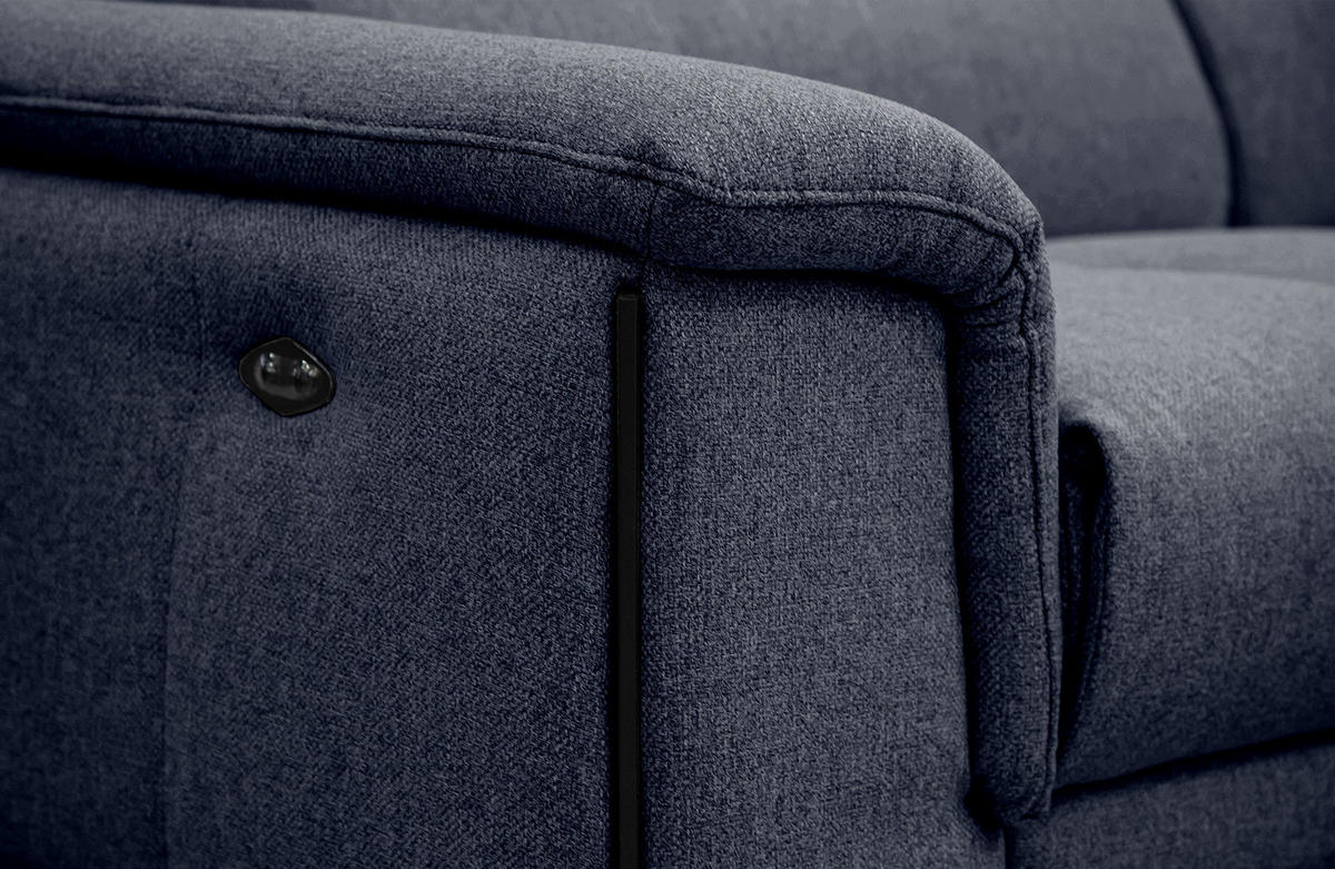 RELAXSOFA MATERA 3-Sitzer mit 2 Relaxfunktionen, dunkelblau - Schwarz/Dunkelblau, Holzwerkstoff/Textil (212/82/103cm) - Courtois Laville
