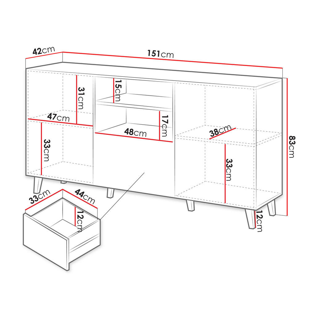 Thumbnail - Mirjan24 Kommode, Braun, Holzwerkstoff, Holz Optik, 1 Schubladen, 151x83x42 cm, Wohnzimmer, Kommoden & Sideboards, Sideb...