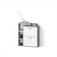 SCHUHKIPPER Ortello Weiß/Beton 24.5 x 90 cm - Weiß/Grau, Holzwerkstoff (24.5/90/80cm) - Livinity®