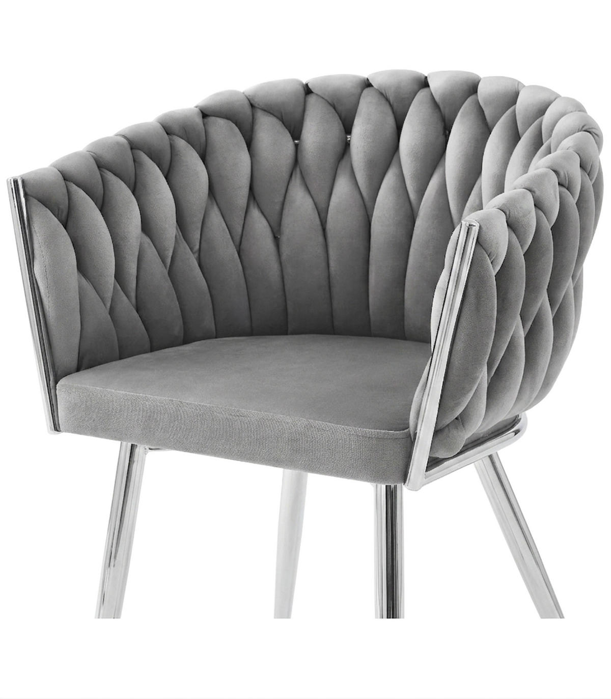 STUHL Hellgrau 61x55 cm ORION Samt Chrombeine 2 Stück - Hellgrau, Metall (61/44/55cm)