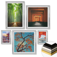 WANDBILDER 5er Set - 50x50 cm & 20x30 cm & 40x60 cm Silberner Rahmen - Meerblick, farbenfrohe Häuser - Silberfarben, Kunststoff (40/60cm) - ArtPrintCave
