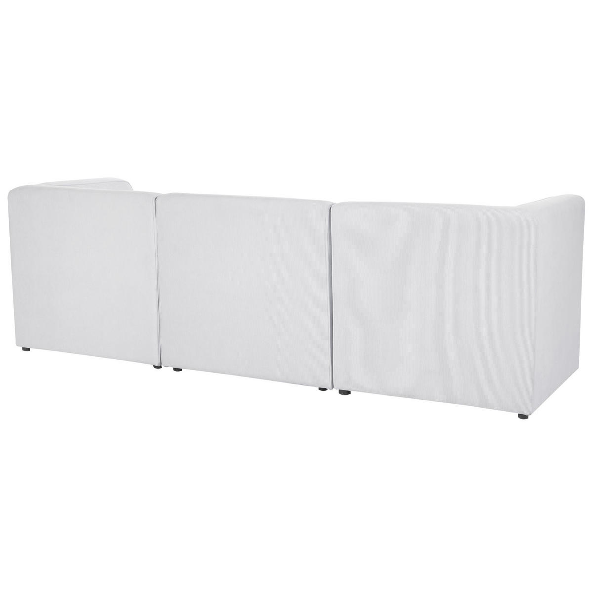 3-SITZER-SOFA Cord cremeweiß mit Ottomane Lemvig - Weiß, Textil (250/78/83cm) - Beliani