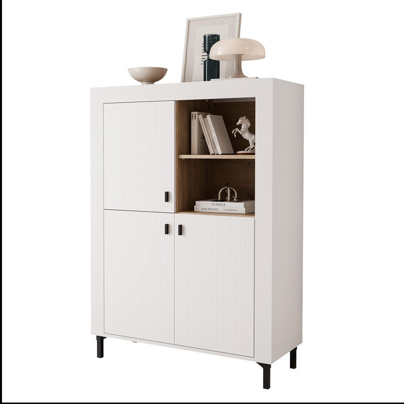 HIGHBOARD AVENA 97/40/136 cm, Weiß / Eiche - Weiß, Holzwerkstoff/Kunststoff (97/136/40cm) - Idohome