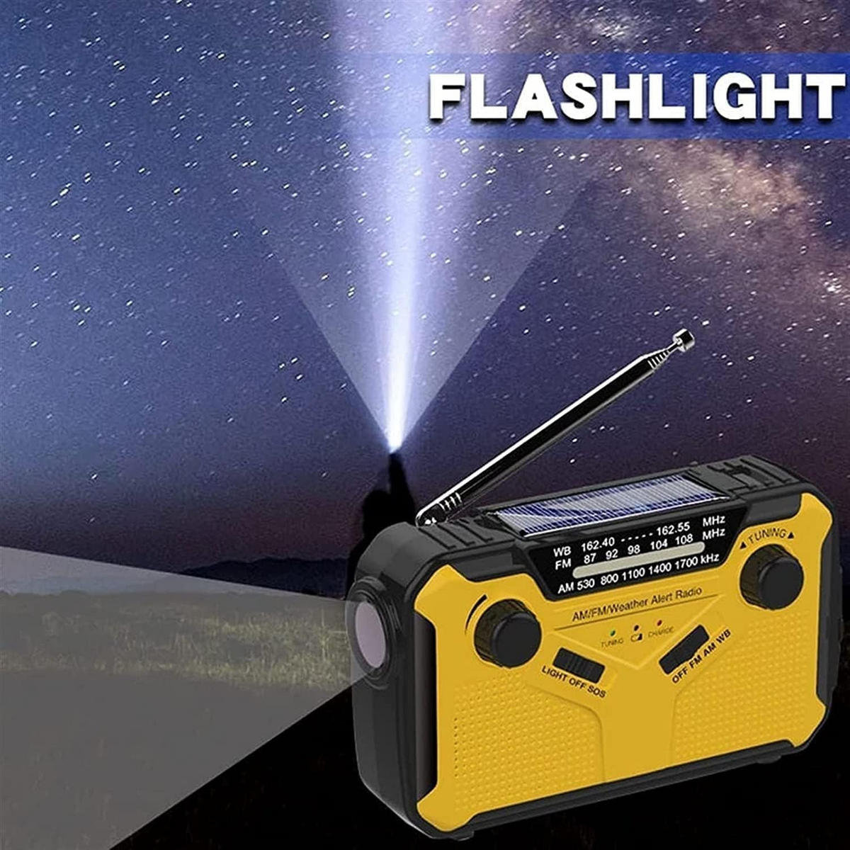 RADIO – FM/AM – Tragbare Powerbank/Handkurbelgenerator/Solarstrom – Gelb - Gelb, Kunststoff (15.5/4.2/9.4cm)