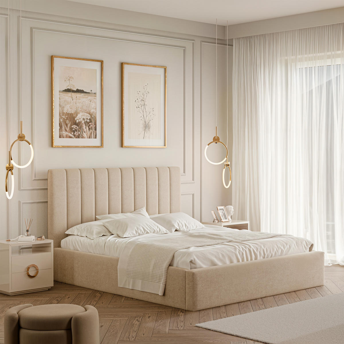 POLSTERBETT NOE 160/200 cm Bettkasten, Beige - Beige, Holzwerkstoff/Textil (160/200cm) - Idohome
