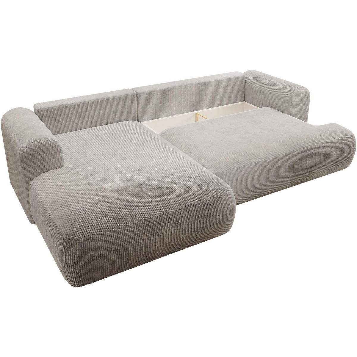 ECKSOFA Ovo Cord mit Cordbezug Graubeige, links - Taupe/Schwarz, Textil (260/165cm) - Selsey
