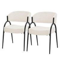ESSZIMMERSTUHL 2er Set Küchenstühle gepolstert mit Webstoff-Bezug und Arm- und Rückenlehne Beige - Beige/Schwarz, Textil/Metall (54/81/65cm) - ML-DESIGN