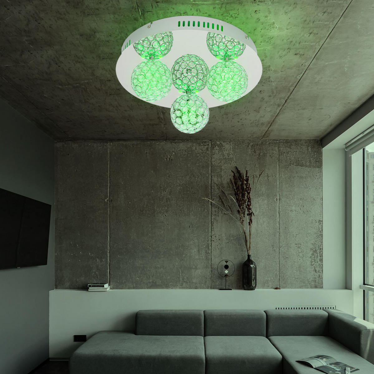 DECKENLEUCHTE Metall Silber Kristalloptik - Silberfarben, Glas (38/38/17cm) - Esto