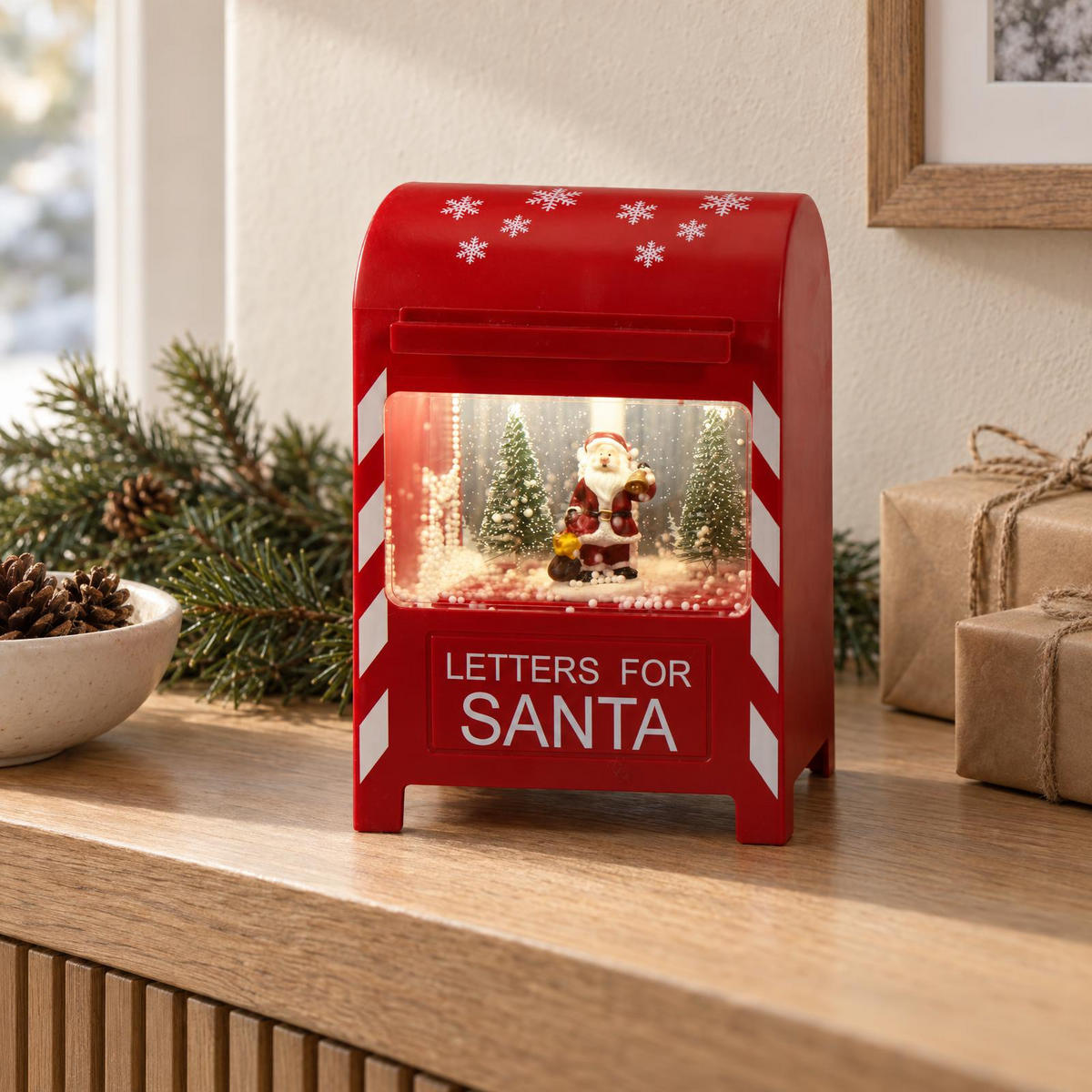 WEIHNACHTSPOSTBOX mit LED 15/10,8/23 cm - Rot, Kunststoff (10.8/23/15cm) - Home Styling Collection