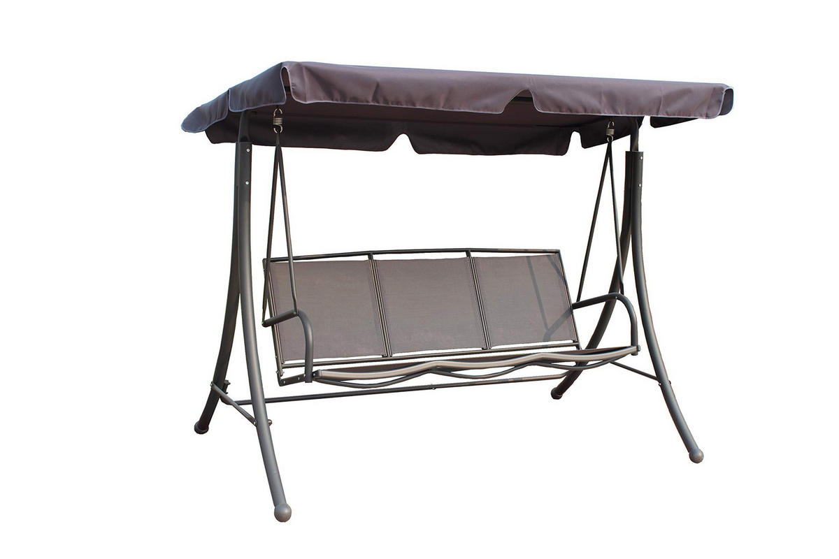 HOLLYWOODSCHAUKEL Birgit mit Sonnendach Schwarz Gartenschaukel - Schwarz, Kunststoff (202/158/125cm) - DELUKE