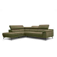 ECKSOFA FIERO 5-Sitzer, olivgrün - Schwarz/Olivgrün, Holzwerkstoff/Textil (158/269cm) - Courtois Laville