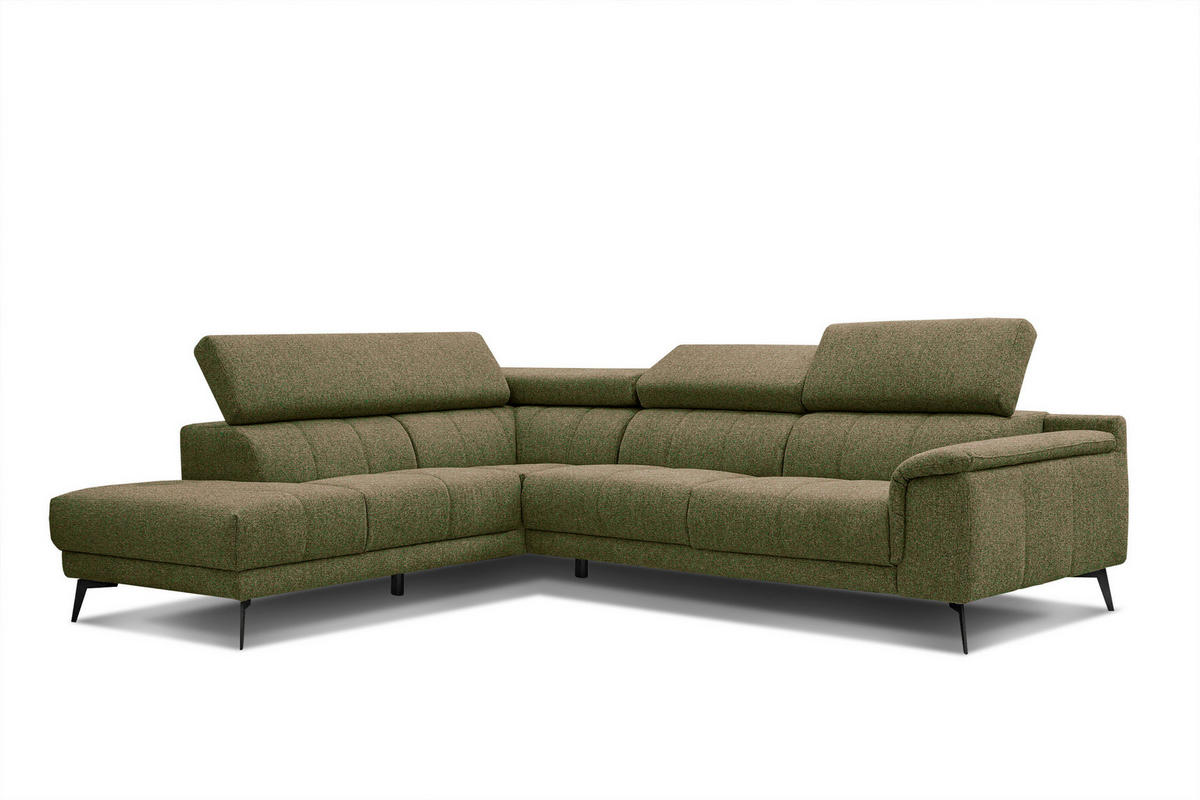 ECKSOFA FIERO 5-Sitzer, olivgrün - Schwarz/Olivgrün, Holzwerkstoff/Textil (158/269cm) - Courtois Laville