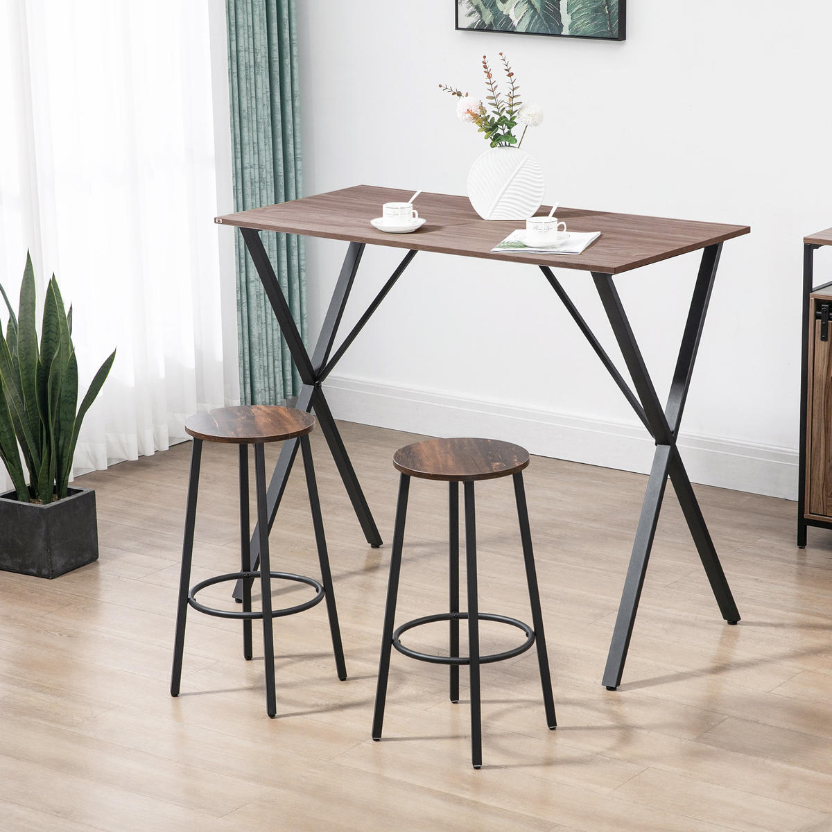 BARHOCKER Spanplatte Stahl Braun+Schwarz - Braun, Kunststoff (42/65/42cm) - HOMCOM