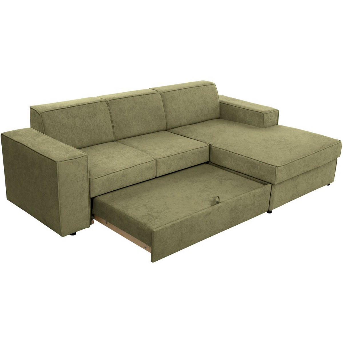 ECKSCHLAFSOFA mit Schlaffunktion Pedro L hellgrün rechts - Schwarz/Hellgrün, Kunststoff/Textil (267/160cm) - Beautysofa