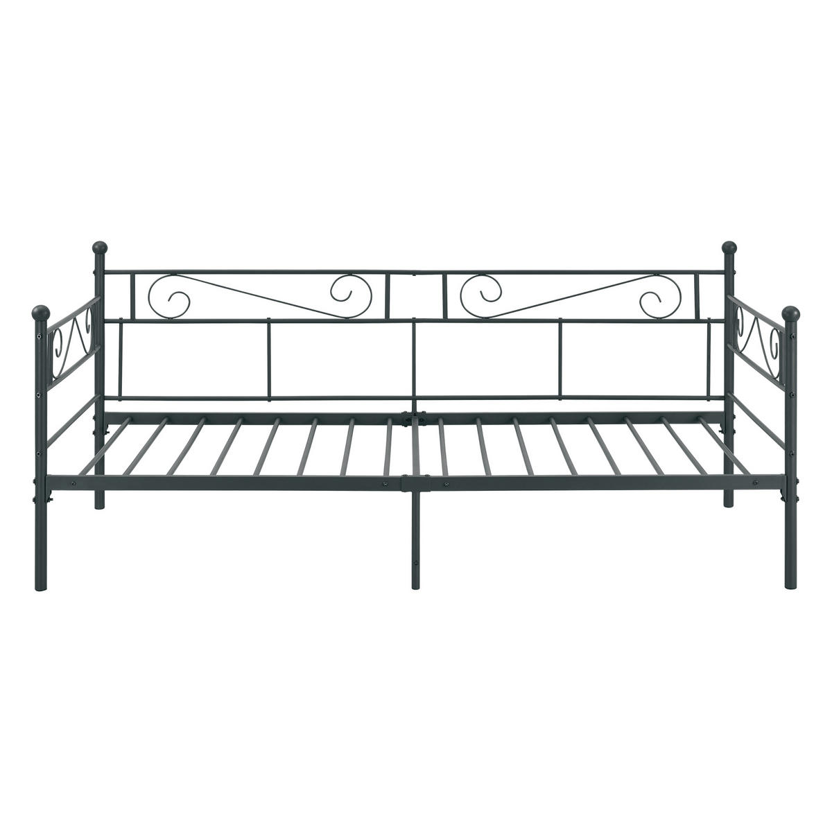 TAGESBETT Kerava - Schwarz, Metall (90/200cm) - [en.casa]