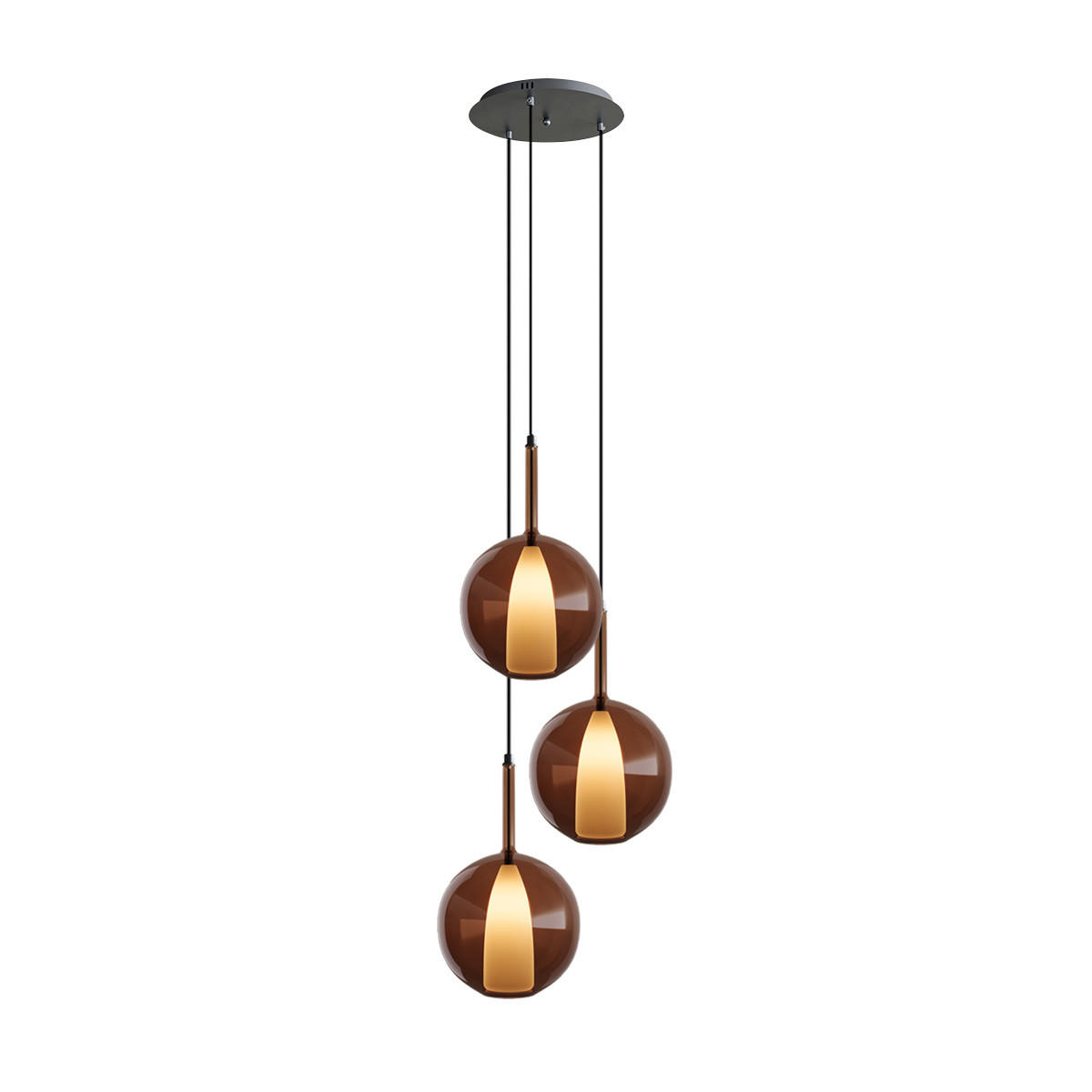 GALERIELEUCHTE Belluna 3-flammig Braun Ø 24cm - Braun, Glas (24/24/45cm) - s.luce