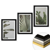 WANDBILDER 3er-Set - 20x30 cm Schwarzer Rahmen - Blätter tropischer Pflanzen in Pastellfarben - Schwarz, Kunststoff (20/30cm) - ArtPrintCave