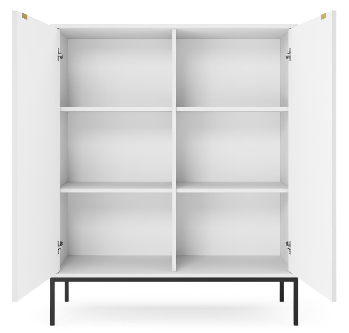 HOCHKOMMODE NOVA Geriffelt, 2-Türen, KOMMODE Schwarz, Schwarze Füße 104x39x cm Weiß - Schwarz/Weiß, Holzwerkstoff/Kunststoff (104/125/39cm) - DomoHome
