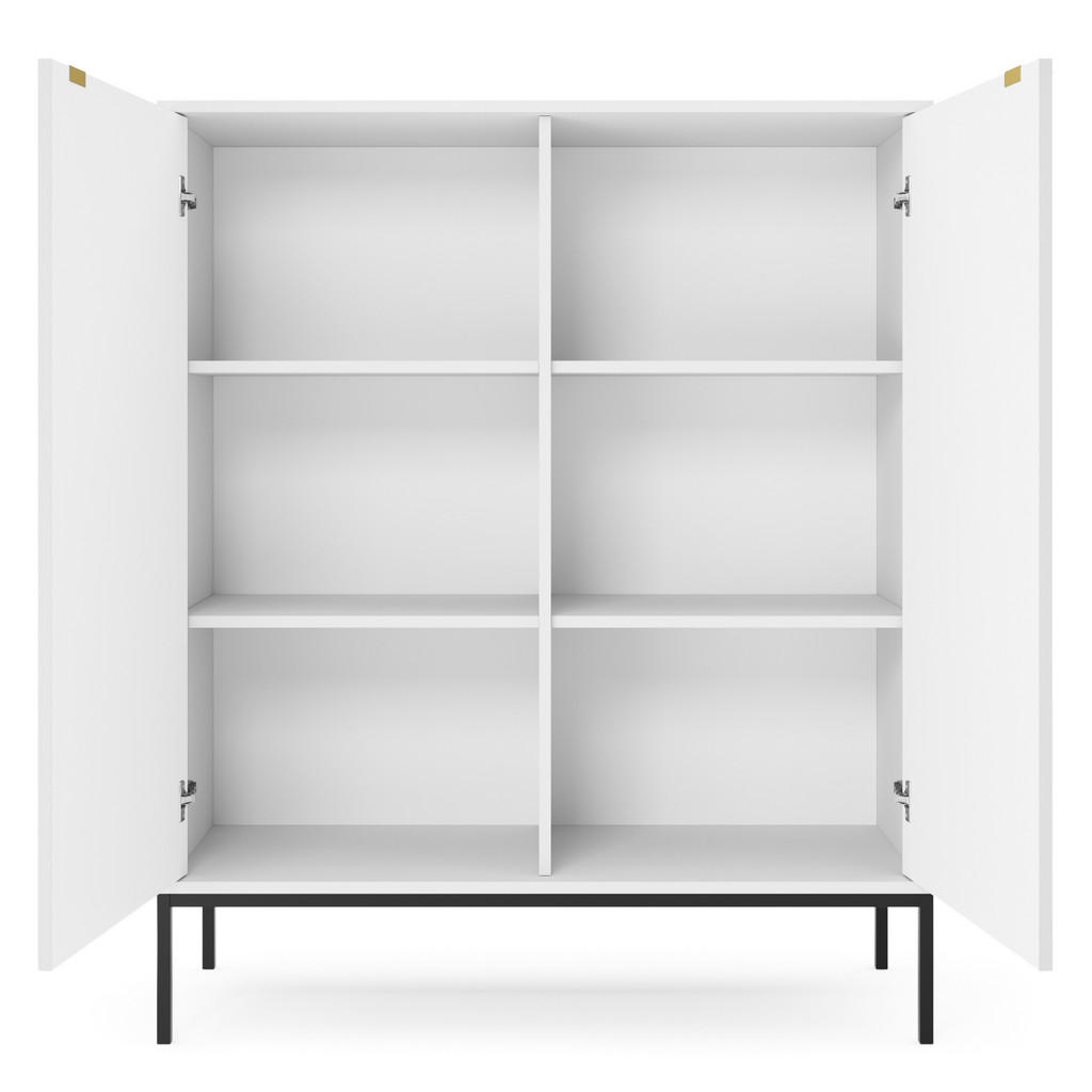 Thumbnail - DomoHome Hochkommode, Weiß, Schwarz, Holzwerkstoff, Rechteckig,Rechteckig, 104x125x39 cm, Wohnzimmer, Kommoden & Sideboa...