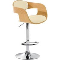 BARHOCKER Lederlook natura/creme - Eukalyptusholzfarben/Creme, Textil/Metall (50/88/48cm) - CLP