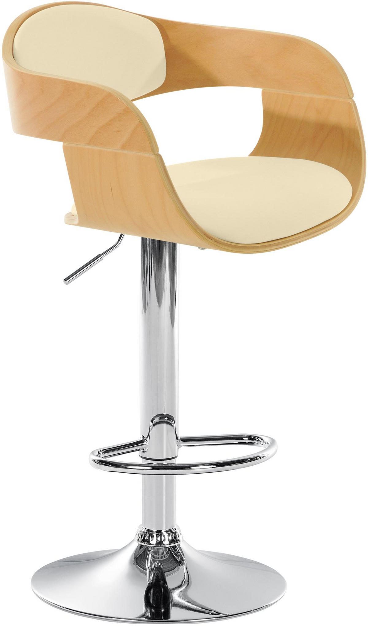BARHOCKER Lederlook natura/creme - Eukalyptusholzfarben/Creme, Textil/Metall (50/88/48cm) - CLP