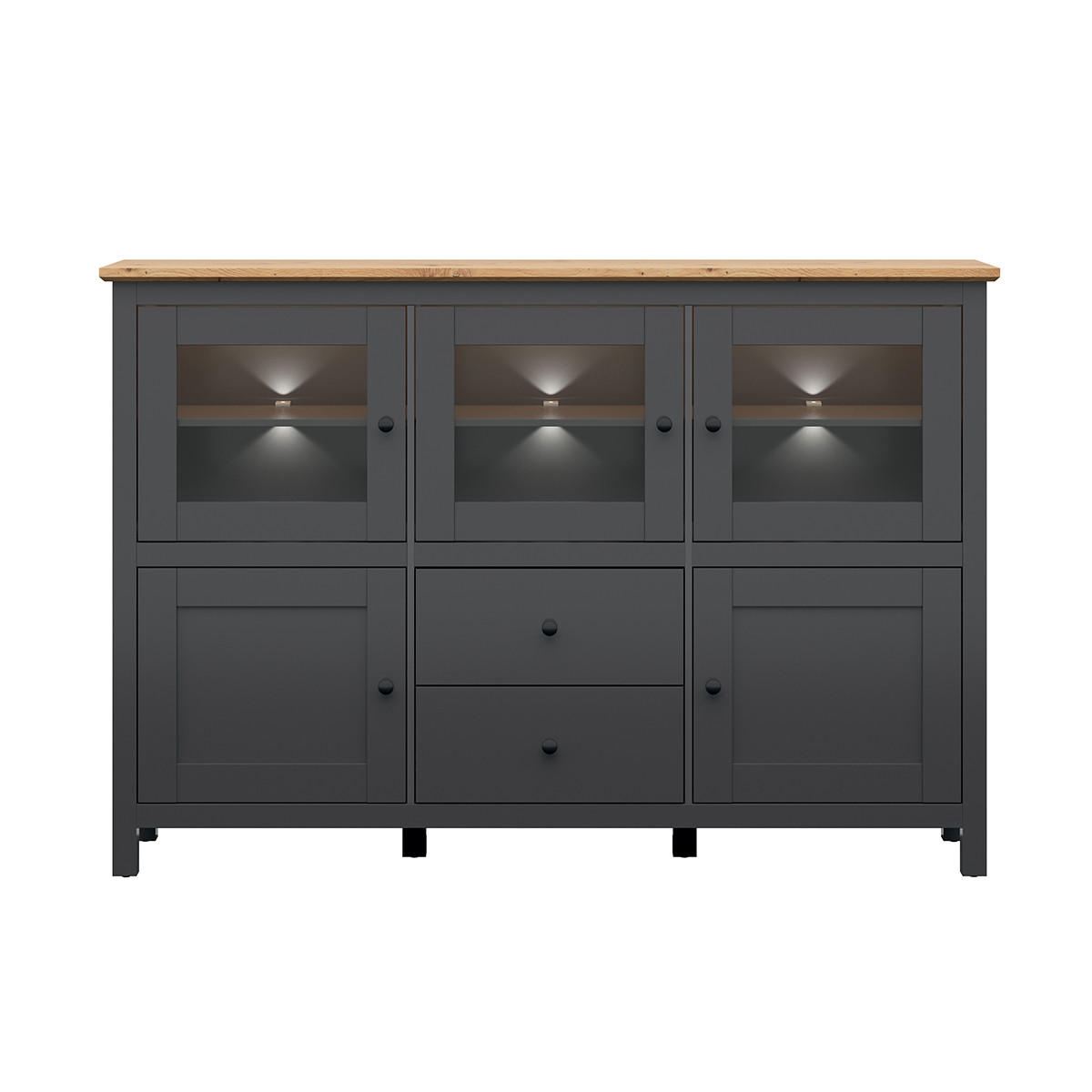 SIDEBOARD Duck Anthrazitgrau und Holz - Grau, Holzwerkstoff (186/126/44cm) - Petits-meubles