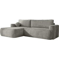 ECKSOFA Marion mit Schlaffunktion & Bettkasten in Chenille Grau, Links 267/154/83 cm - Schwarz/Grau, Kunststoff/Textil (267/154cm) - WFL GROUP