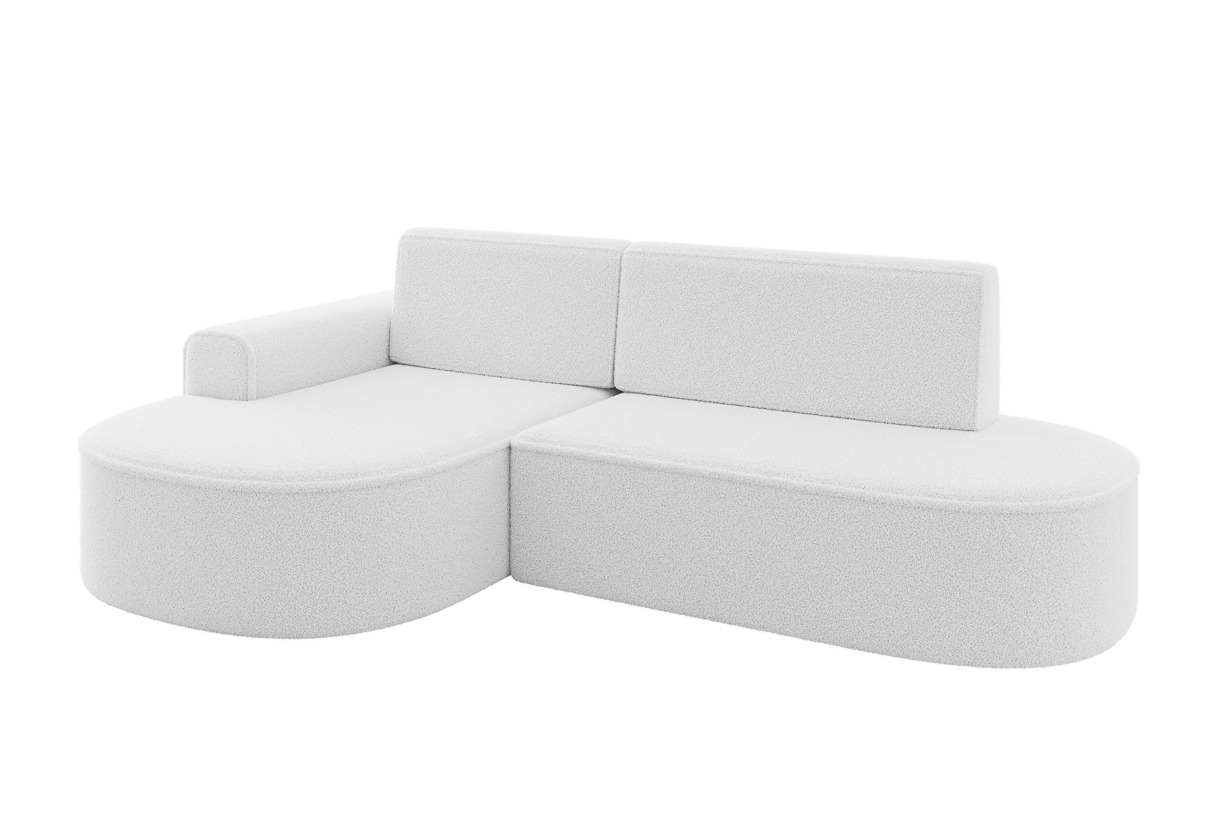 ECKSOFA mit Schlaffunktion und Bettkasten Ottomane Links MARI-L1-S - 283x167x85 cm Weiß Bouclé - Schwarz/Weiß, Holzwerkstoff/Kunststoff (283/167cm) - ALTDECOR
