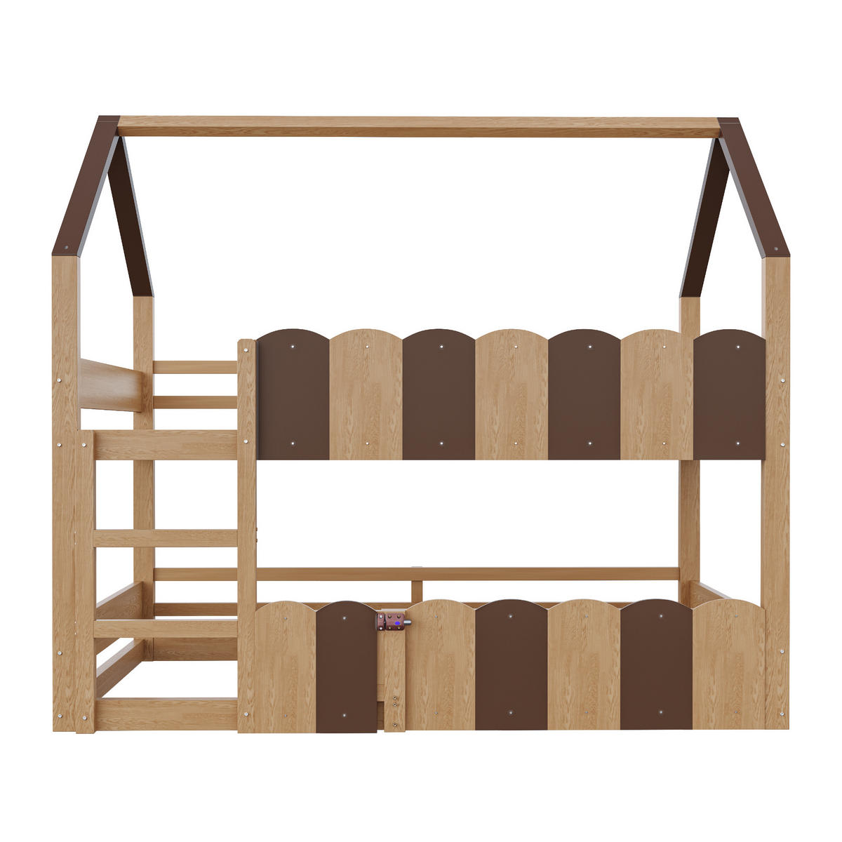 ETAGENBETT 90/200 cm in Natur mit Hausdesign - Naturfarben, Holz/Holzwerkstoff (90/200cm) - WISHDOR