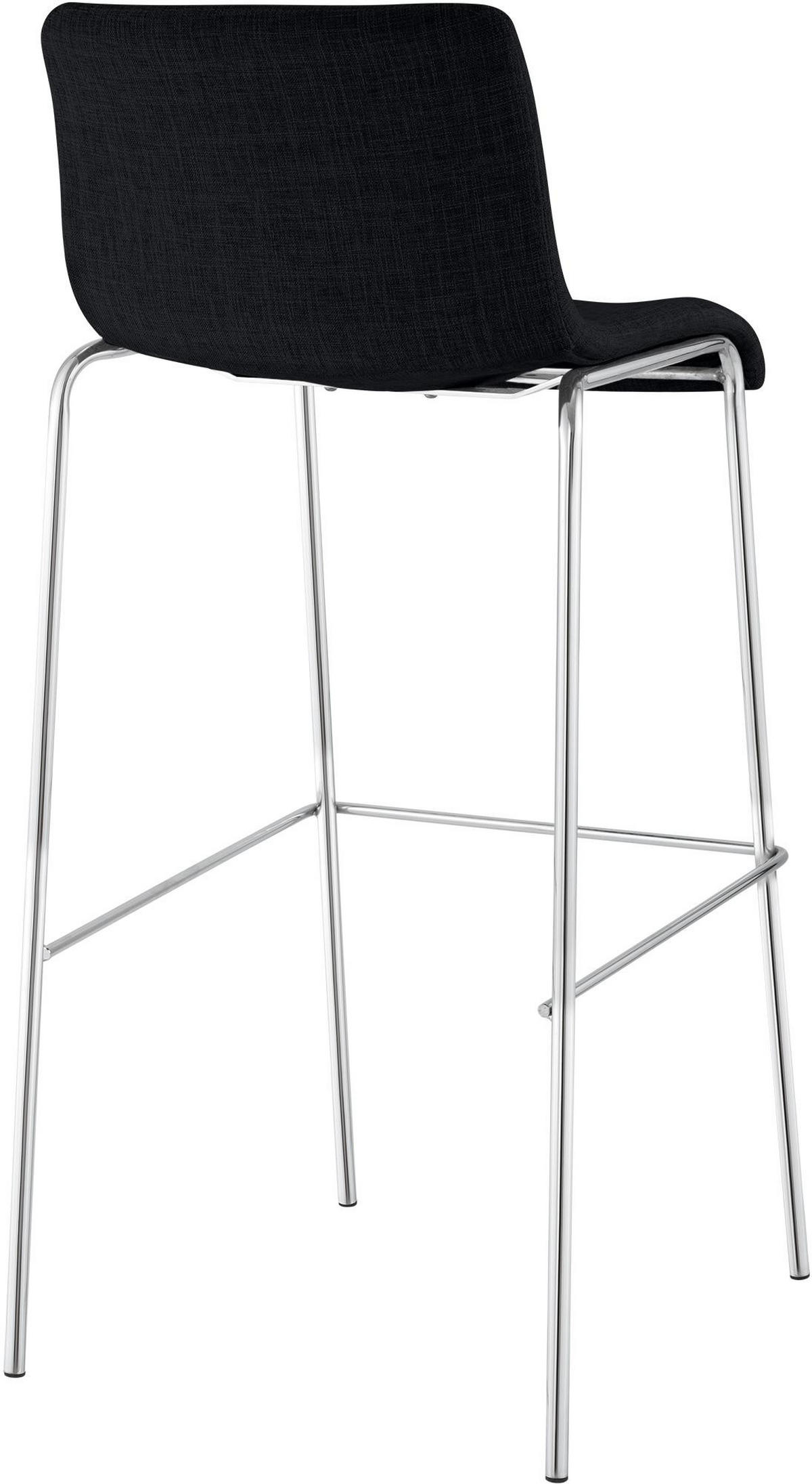 BARHOCKER Stoff Schwarz - Chromfarben/Schwarz, Textil/Metall (43/100/48cm) - CLP