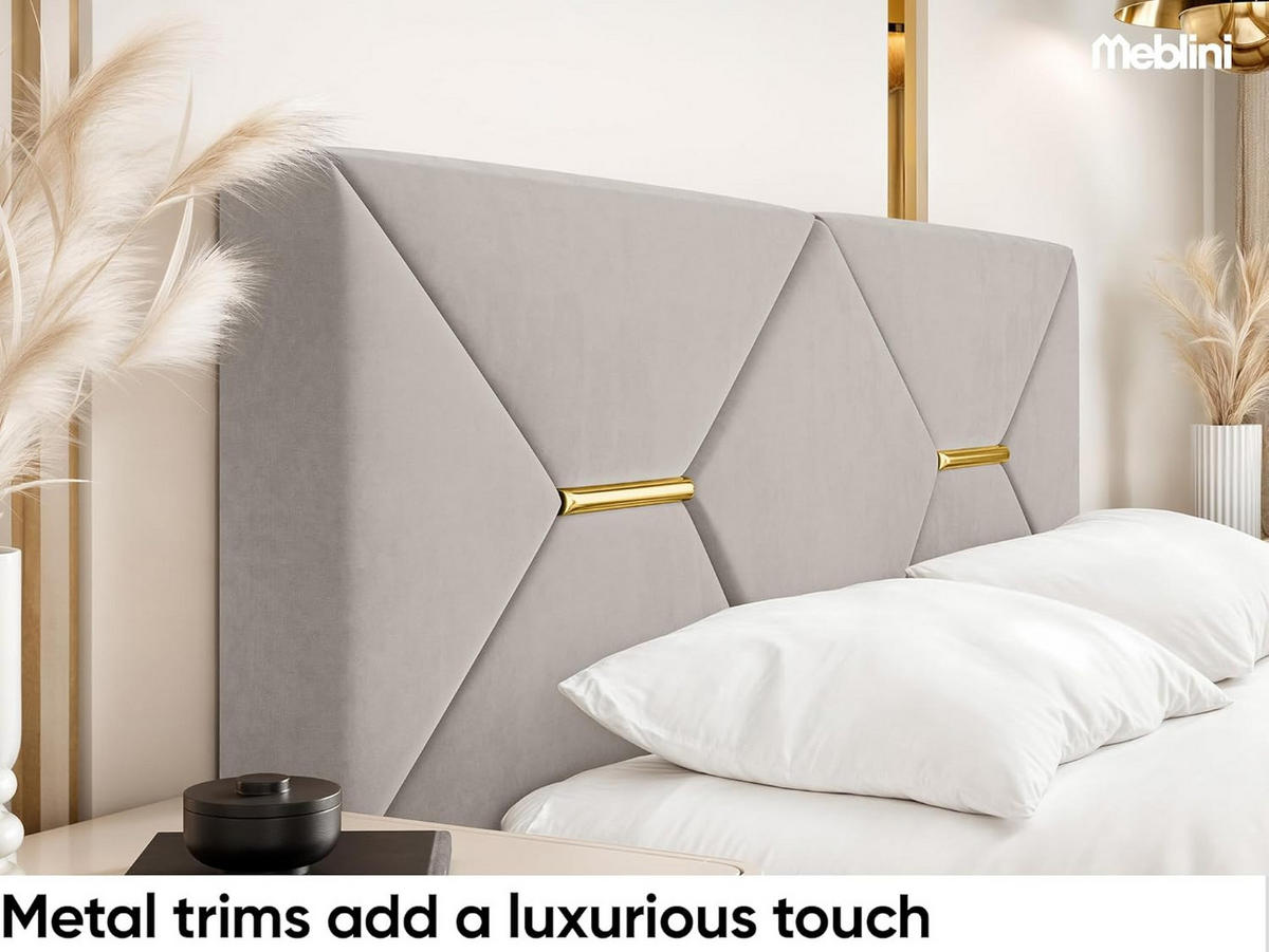 BETT LIZZY H3 - Taupe/Goldfarben, Holzwerkstoff (140/200cm) - Meblini
