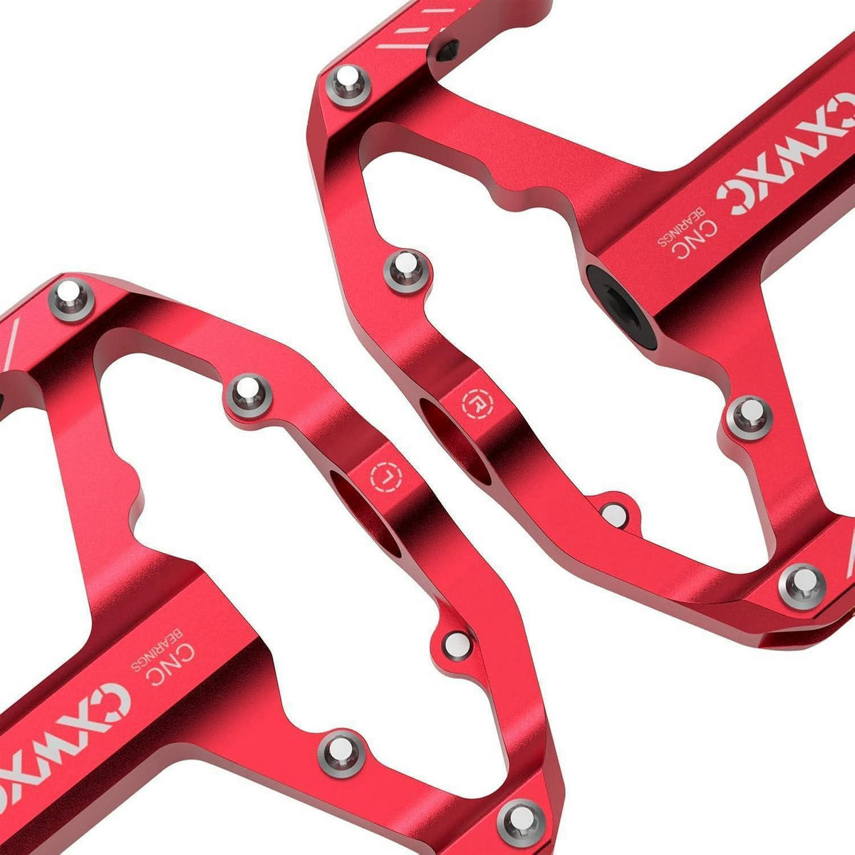 FAHRRADPEDALE 9/16 Zoll CNC Aluminium Rot mit Reflektoren - Rot, Metall (9.8/3/11.7cm)