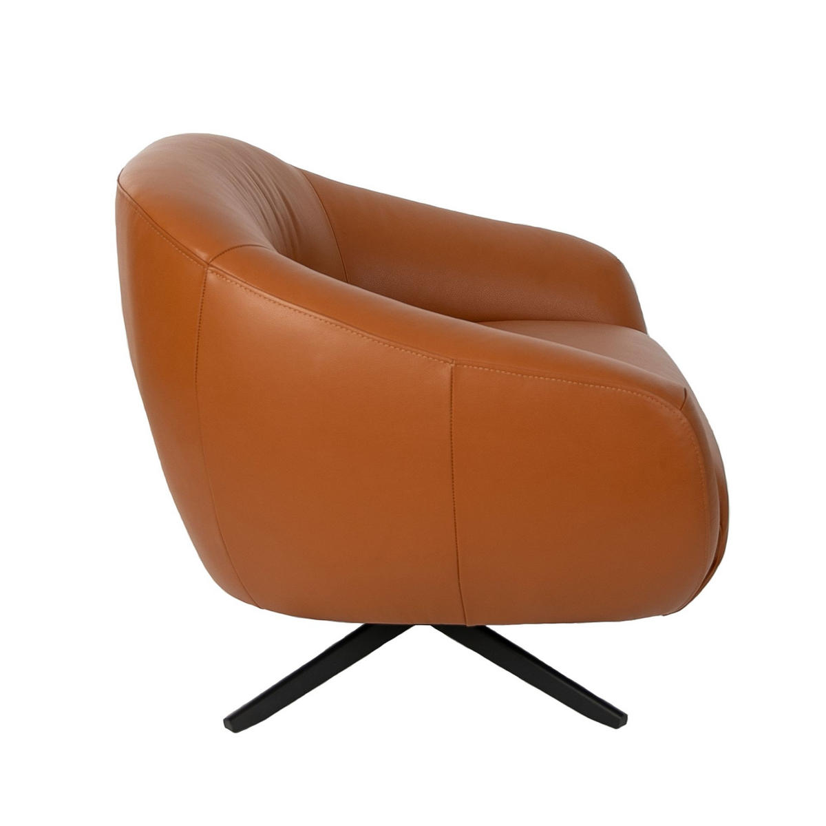 DREHSESSEL asymmetrisch Braun Schwarz 86/83/75 cm - Braun, Leder/Metall (86/75/83cm) - ANGEL CERDA