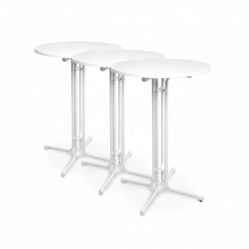 STEHTISCH Bellini Ø80xH110cm Weiß (3tlg) - Weiß, Holz/Metall (80/80/110cm) - Beautissu 