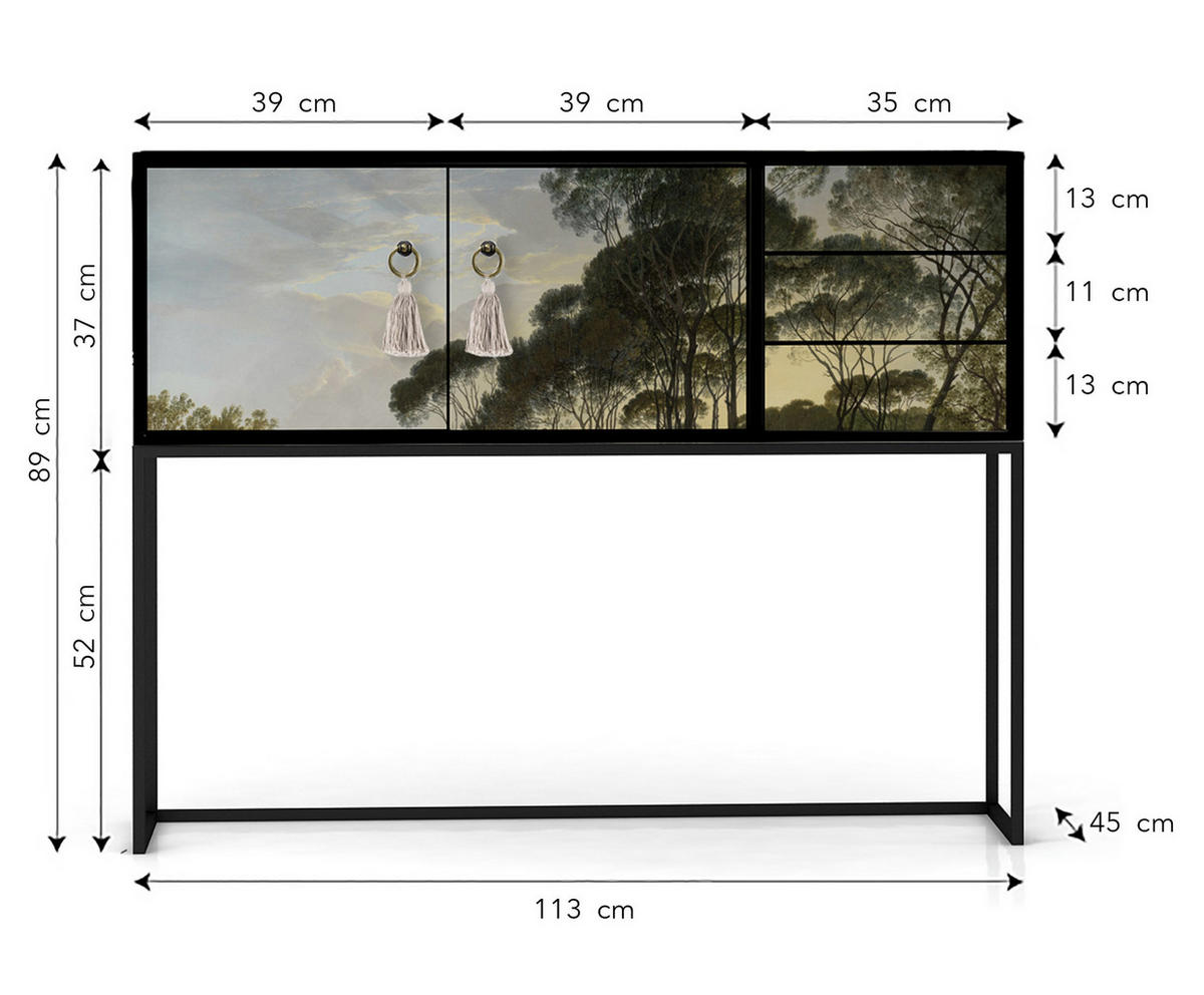 KONSOLE aus MDF mit 2 Türen und 3 Schubladen, Waldmuster HENDRICK - Multicolor, Holzwerkstoff (113/45/88cm) - RNT By Really Nice Things