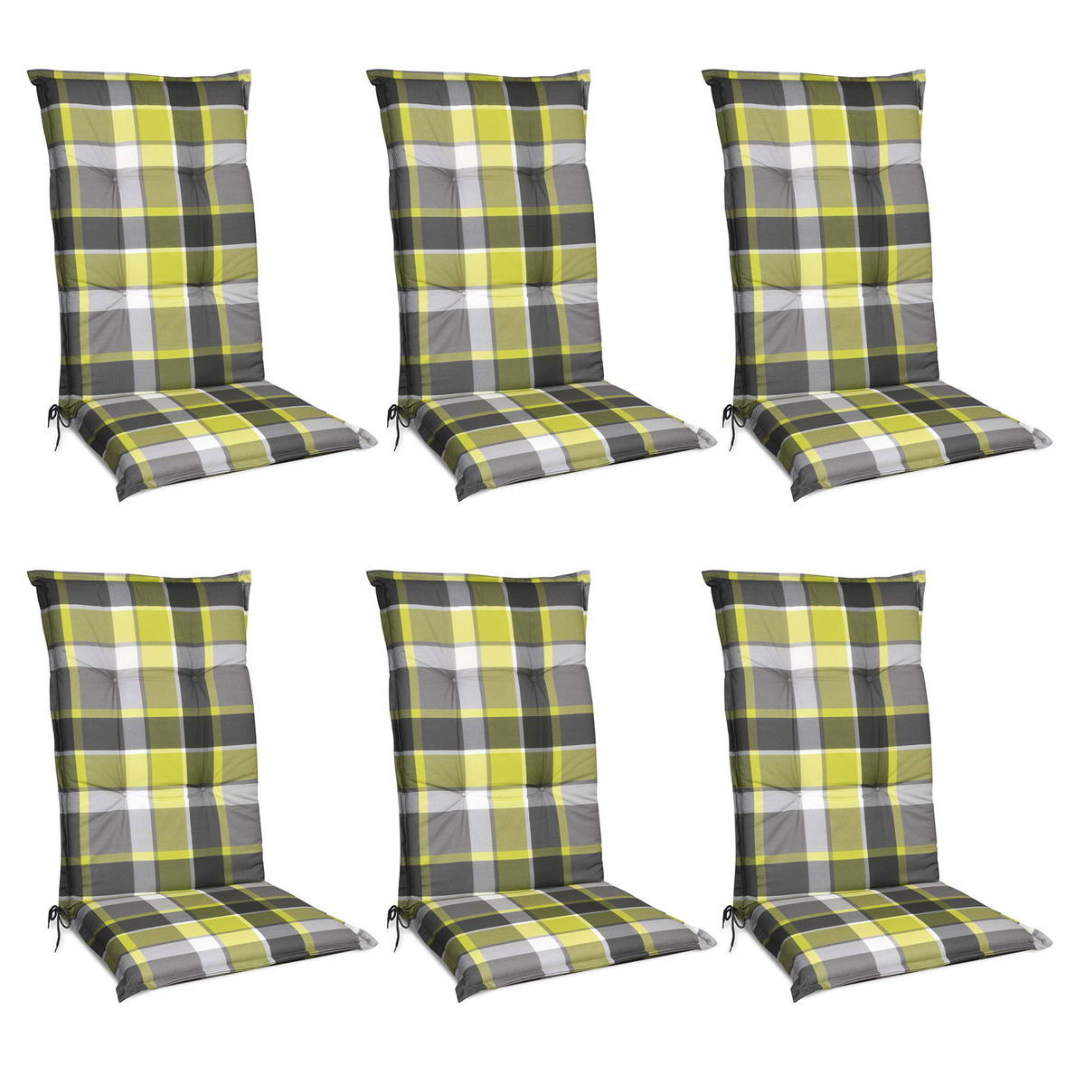 HOCHLEHNERAUFLAGE Sunny MK 120/50/6cm Grün-Kariert 6tlg - Grün, Textil (50/6/120cm) - Beautissu 