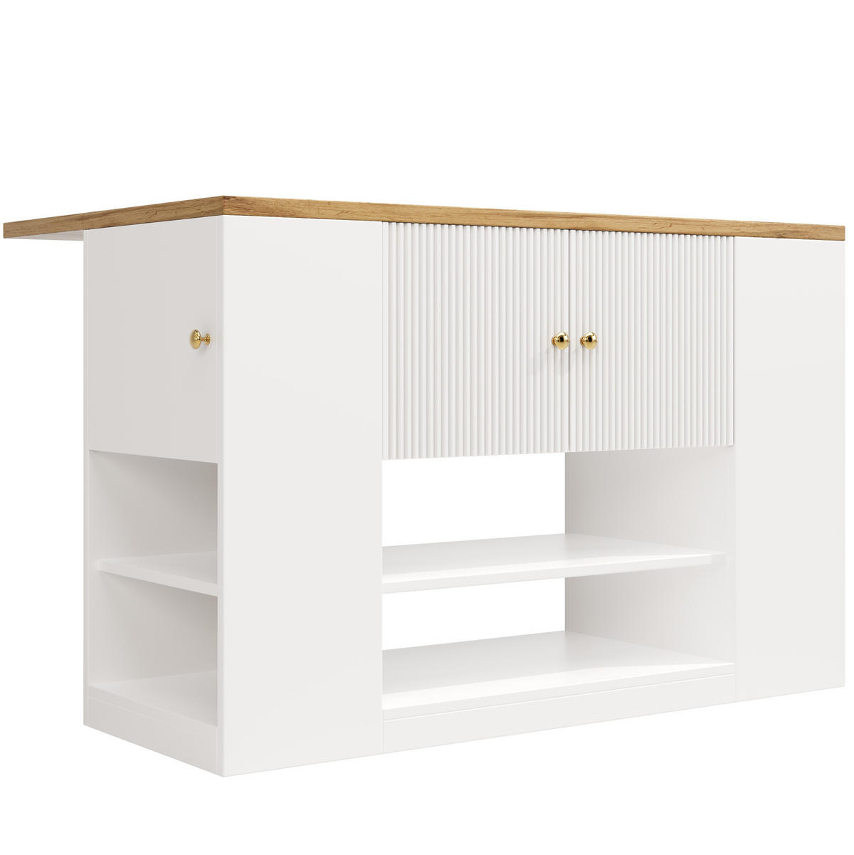 KÜCHENINSEL aus MDF mit klappbarer Tischplatte & Stauraum, 140/40/90 cm, Weiß - Weiß, Holzwerkstoff (40/90/140cm) - Redom