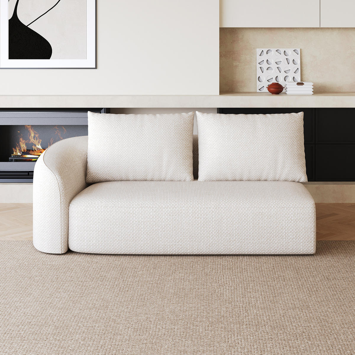 SOFAELEMENT DE-34711 Links-2-Sitzer Weiß - Weiß, Textil (90/85/160cm) - ComfortXL