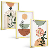 BILDER SET 3er Set - 40x60 cm Goldrahmen - Abstrakte Pflanzenformen - Goldfarben, Kunststoff (40/60cm) - TULUP
