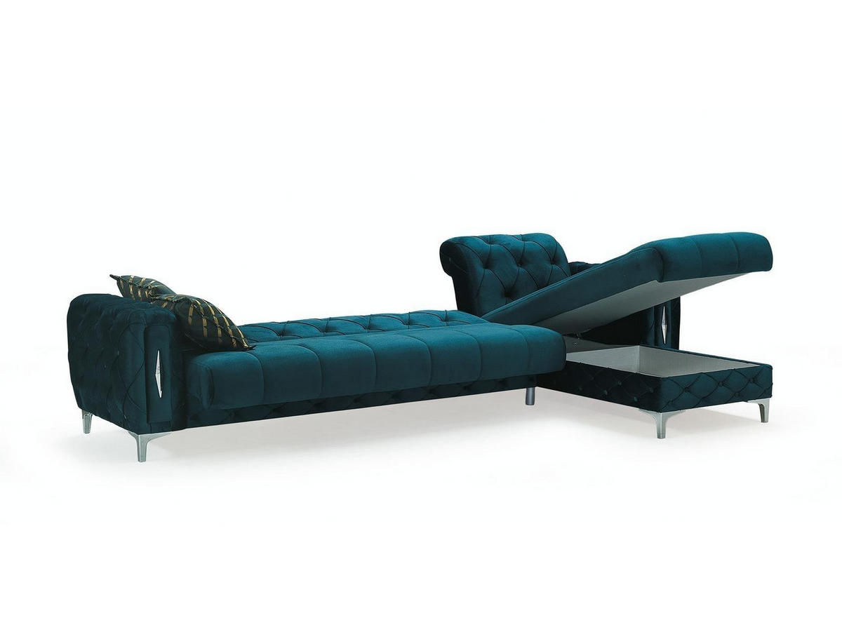 ECKSCHLAFSOFA Patna Grün - Langer Schenkel Links - Grün, Holzwerkstoff/Kunststoff (315/245cm)