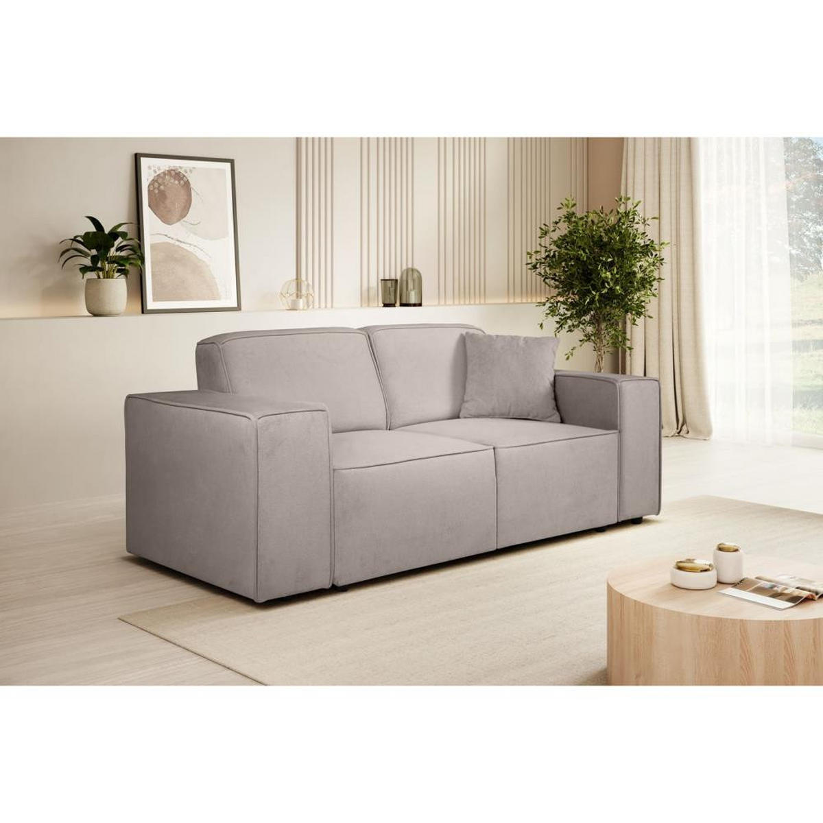 2-SITZER SOFA Pedro ohne Schlaffunktion beige - Beige/Schwarz, Textil (185/75/88cm) - Beautysofa