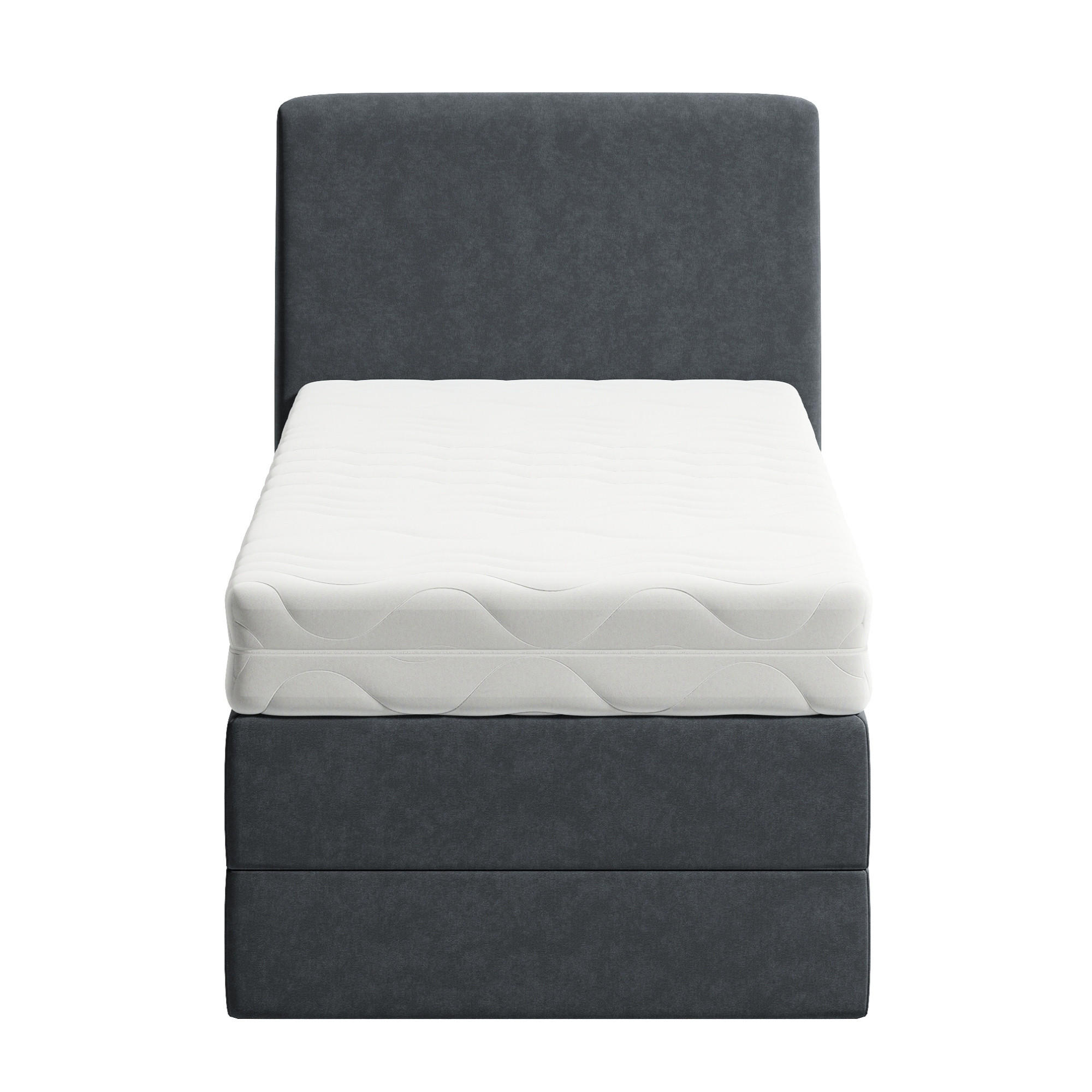 BOXSPRINGBETT mit Bonnell Matratze, mit Kopfteil, 90 x 200 cm, in Dunkelgrau - Anthrazit, Naturmaterialien (90/200cm) - Home Collective