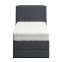 BOXSPRINGBETT mit Bonnell Matratze, mit Kopfteil, 90 x 200 cm, in Dunkelgrau - Anthrazit, Naturmaterialien (90/200cm) - Home Collective