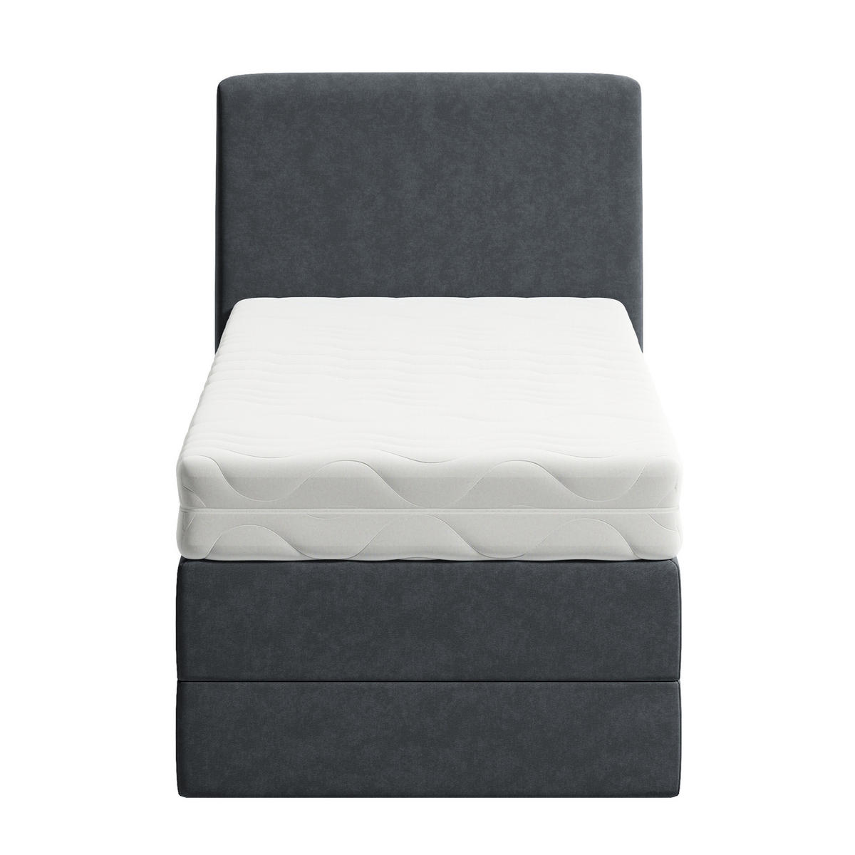 BOXSPRINGBETT mit Bonnell Matratze, mit Kopfteil, 90 x 200 cm, in Dunkelgrau - Anthrazit, Naturmaterialien (90/200cm) - Home Collective