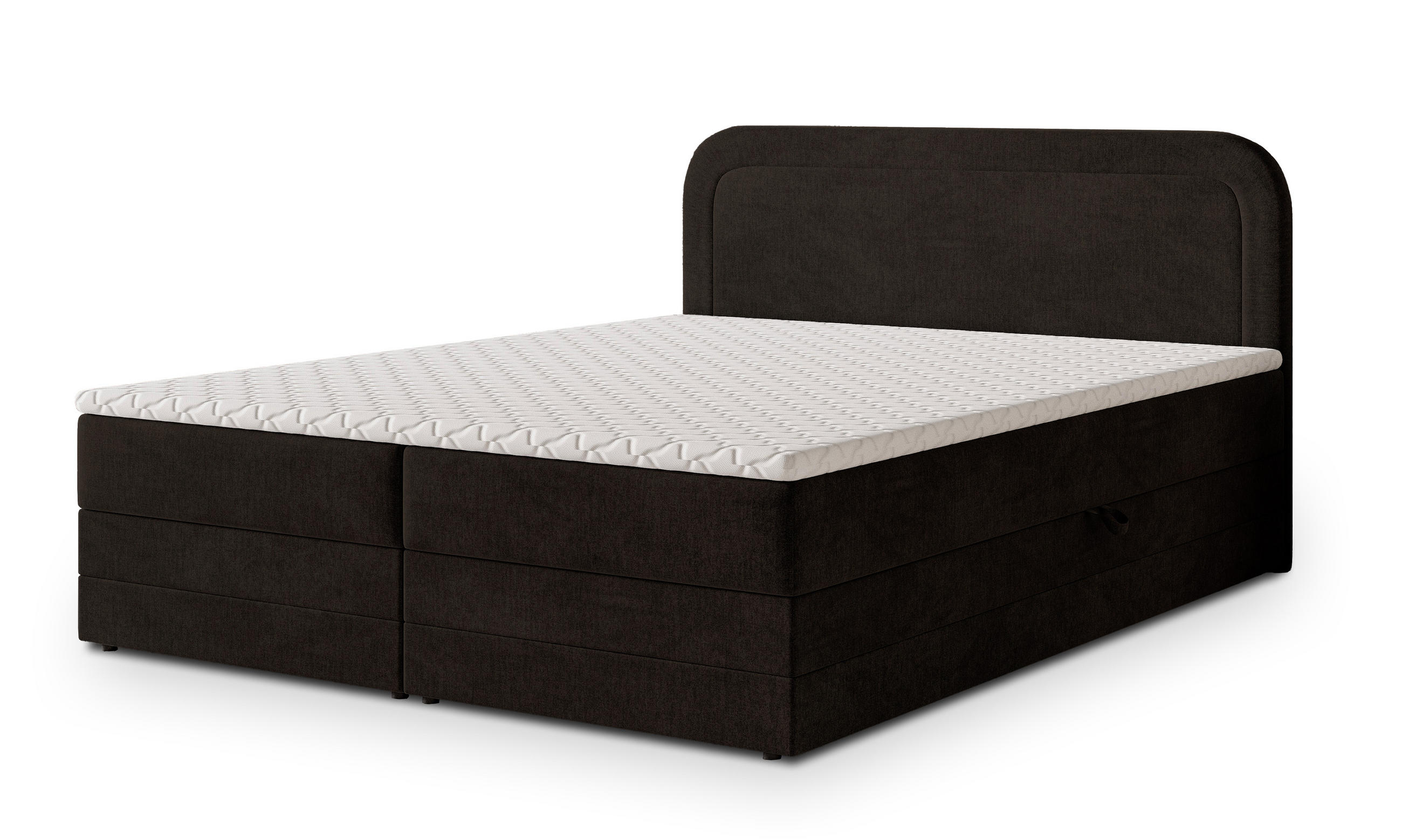 BOXBETT ARMEL 160x200 cm mit Matratze und Topper - Braun - Braun, Holz (160/200cm) - MASSENO