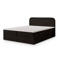 BOXBETT ARMEL 160x200 cm mit Matratze und Topper - Braun - Braun, Holz (160/200cm) - MASSENO