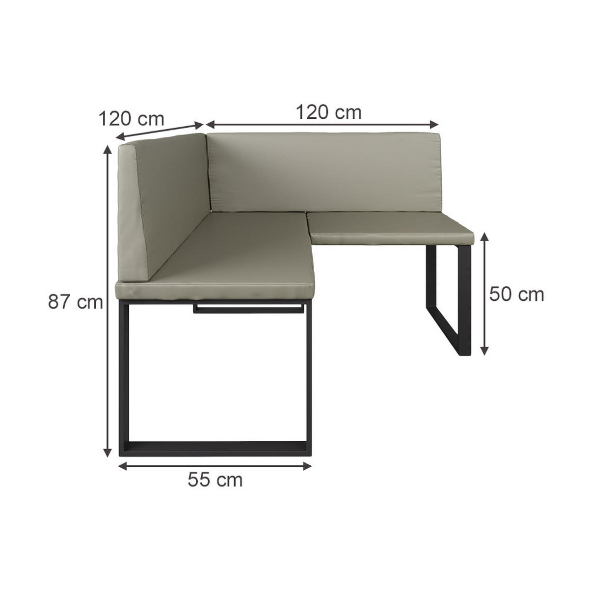 LAVICE DO JÍDELNY DO ROHU Ravon Kašmír - kašmírová, textil (120/87/120cm) - Vicco