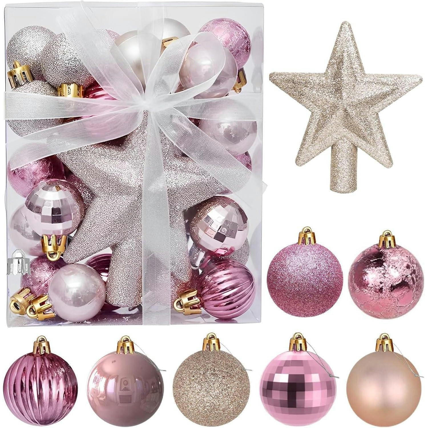 WEIHNACHTSKUGELN 30er Set 3 cm Roségold & Gold mit Stern - Multicolor, Kunststoff (3/3/3cm)