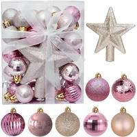 WEIHNACHTSKUGELN 30er Set 3 cm Roségold & Gold mit Stern - Multicolor, Kunststoff (3/3/3cm)