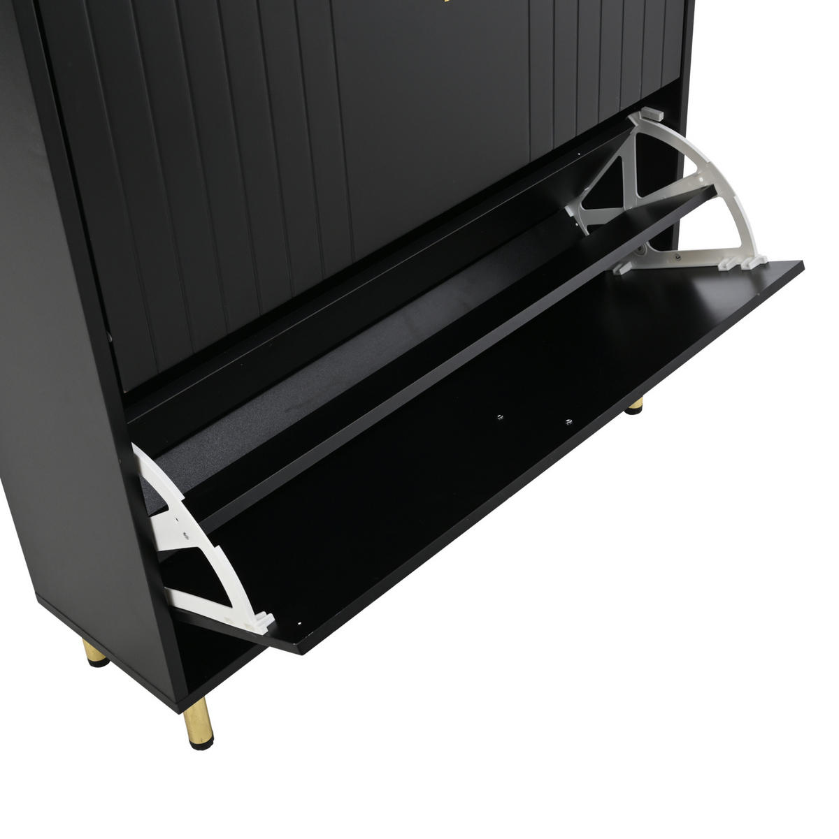SCHUHSCHRANK aus MDF 80x23x123.5cm in Schwarz mit Anti-Kipp-Vorrichtung - Schwarz, Holzwerkstoff (80/123.5/23.5cm) - Modfu